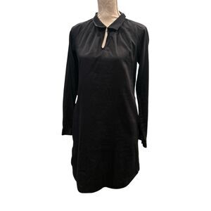 Zero + Maria Cornejo Black Dress Pockets Collar Long Sleeve  Mini Size 8